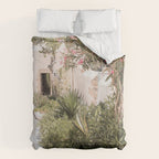 Greece Summer Scenery With Plants Photo | White Island Architecture Art Print | Europe Travel Photography Comforter Gallery Image 6
