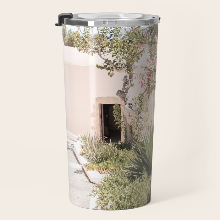 Greece Summer Scenery With Plants Photo | White Island Architecture Art Print | Europe Travel Photography Travel Mug Gallery Image 3