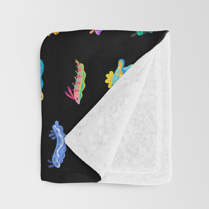 Sea slug - black Throw Blanket Gallery Image 3