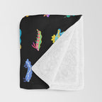 Sea slug - black Throw Blanket Gallery Image 3