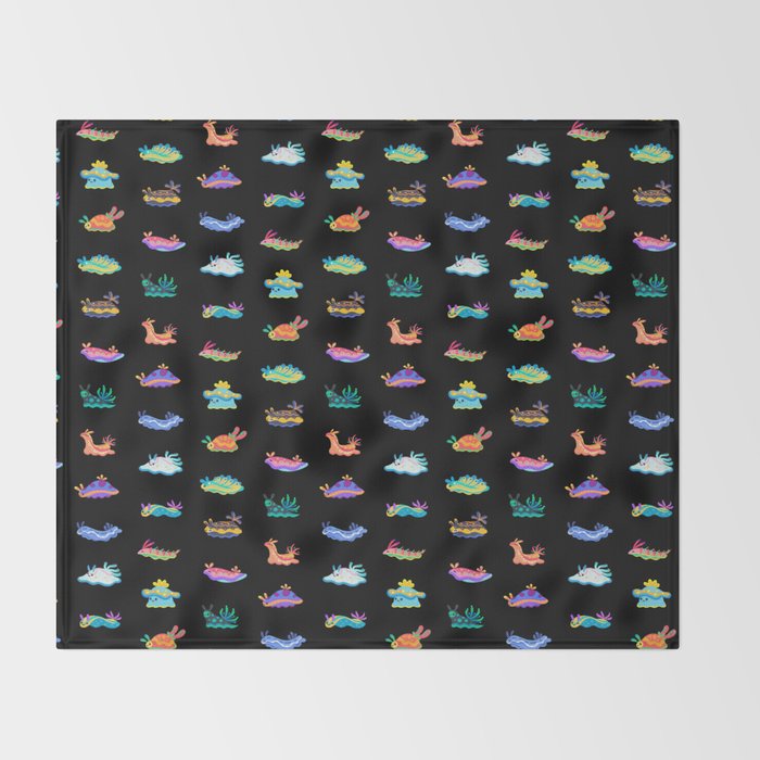 Sea slug - black Throw Blanket Gallery Image 2