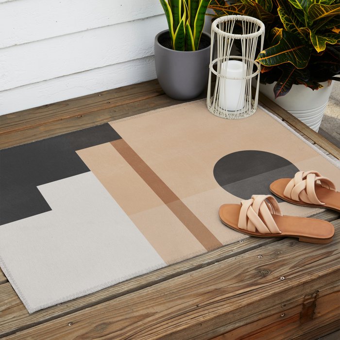 Mid Century Abstract Geometric 8 Outdoor Rug Gallery Image 2