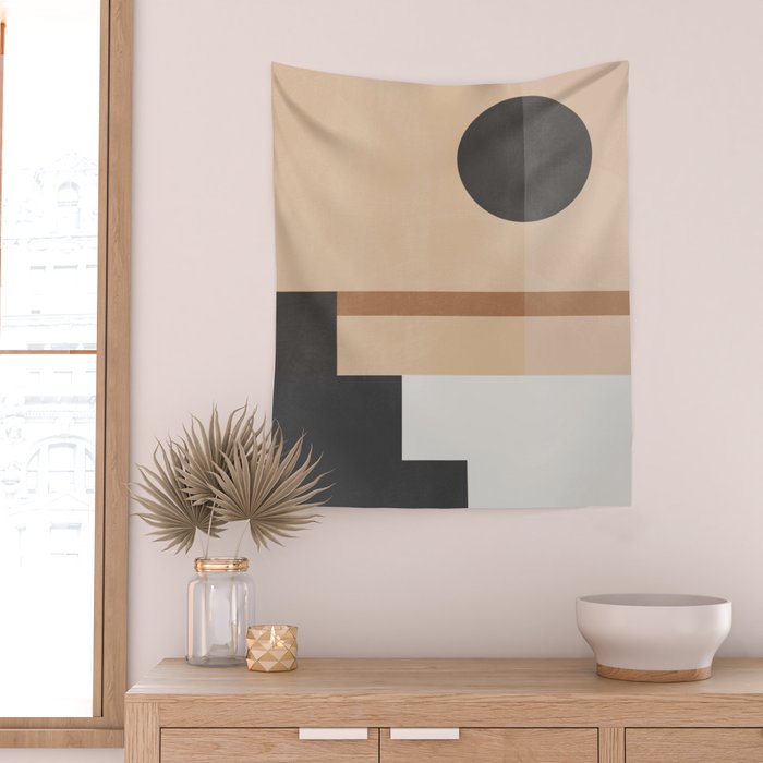 Mid Century Abstract Geometric 8 Wall Tapestry Gallery Image 2