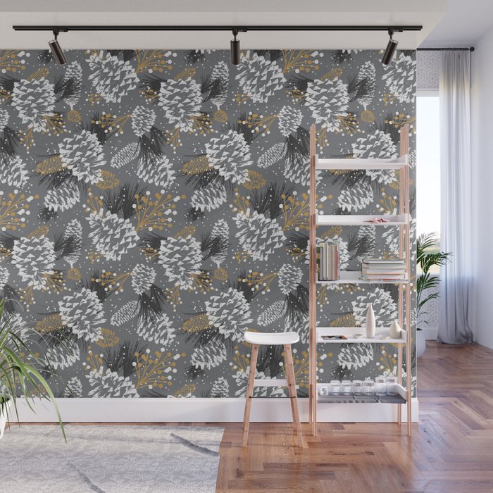 Festive Forest - Grey Wall Mural Gallery Image 1