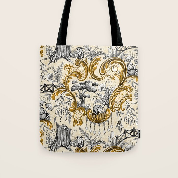 Rococo Raccoons - gold Tote Bag Gallery Image 1