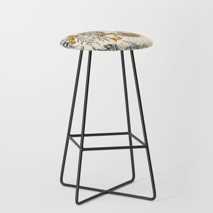Rococo Raccoons - gold Stool Gallery Image 1