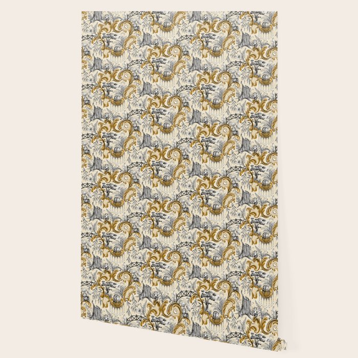 Rococo Raccoons - gold Wallpaper Gallery Image 2
