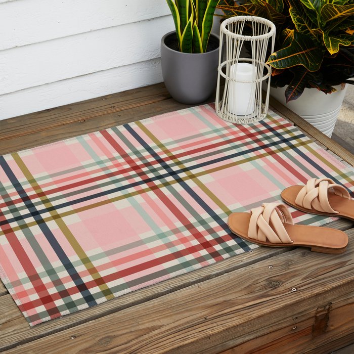 Modern Pastel Grid B Outdoor Rug Gallery Image 2