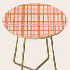 Retro Modern Plaid Pattern Pink Orange Cream Side Table Gallery Image 2
