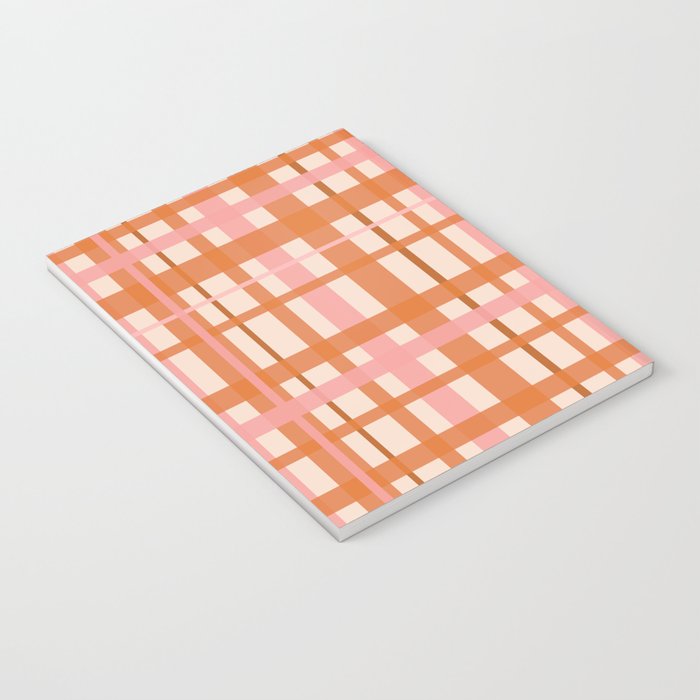 Retro Modern Plaid Pattern Pink Orange Cream Notebook Gallery Image 3