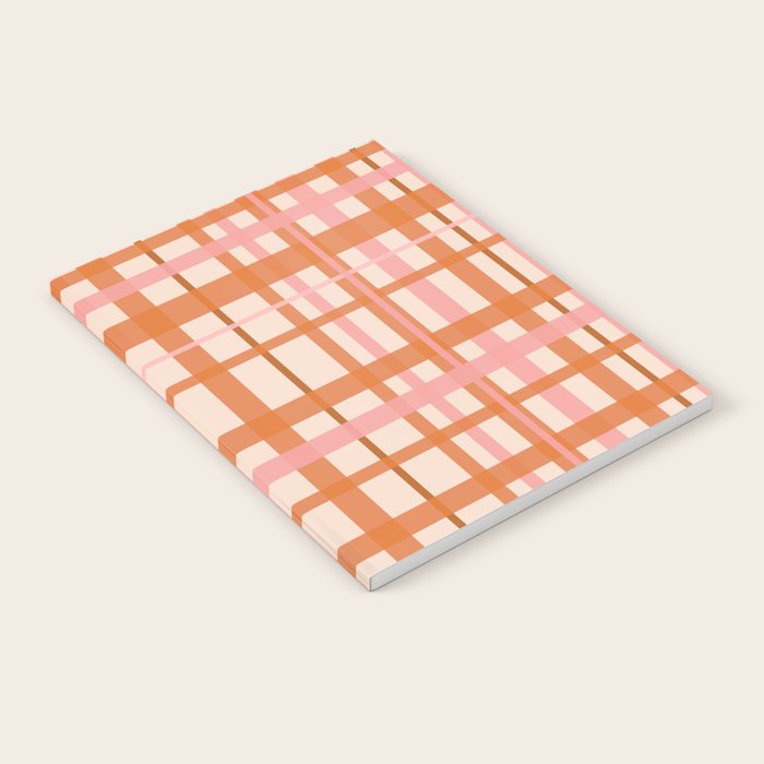 Retro Modern Plaid Pattern Pink Orange Cream Notebook Gallery Image 2
