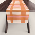Retro Modern Plaid Pattern Pink Orange Cream Table Runner Gallery Image 1