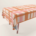 Retro Modern Plaid Pattern Pink Orange Cream Tablecloth Gallery Image 1
