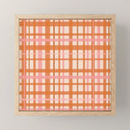 Retro Modern Plaid Pattern Pink Orange Cream Mini Art Print Gallery Image 1