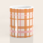 Retro Modern Plaid Pattern Pink Orange Cream Coffee Mug Gallery Image 4