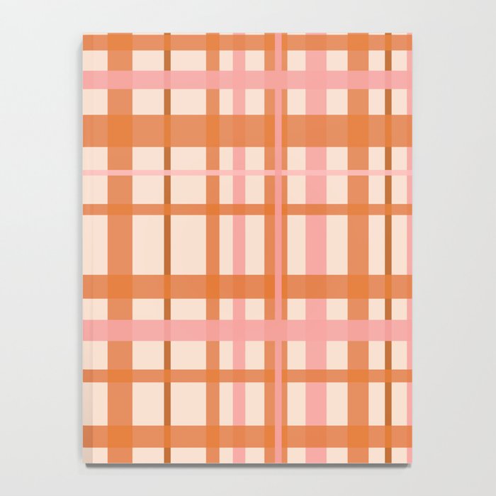 Retro Modern Plaid Pattern Pink Orange Cream Notebook Gallery Image 4