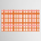 Retro Modern Plaid Pattern Pink Orange Cream Tablecloth Gallery Image 2