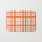 Retro Modern Plaid Pattern Pink Orange Cream Bath Mat Gallery Image 1