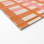 Retro Modern Plaid Pattern Pink Orange Cream Welcome Mat Gallery Image 2