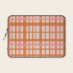 Retro Modern Plaid Pattern Pink Orange Cream Laptop Sleeve Gallery Image 1