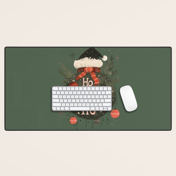 Festive Ho Ho Ho Bauble Green  Desk Mat Gallery Image 1