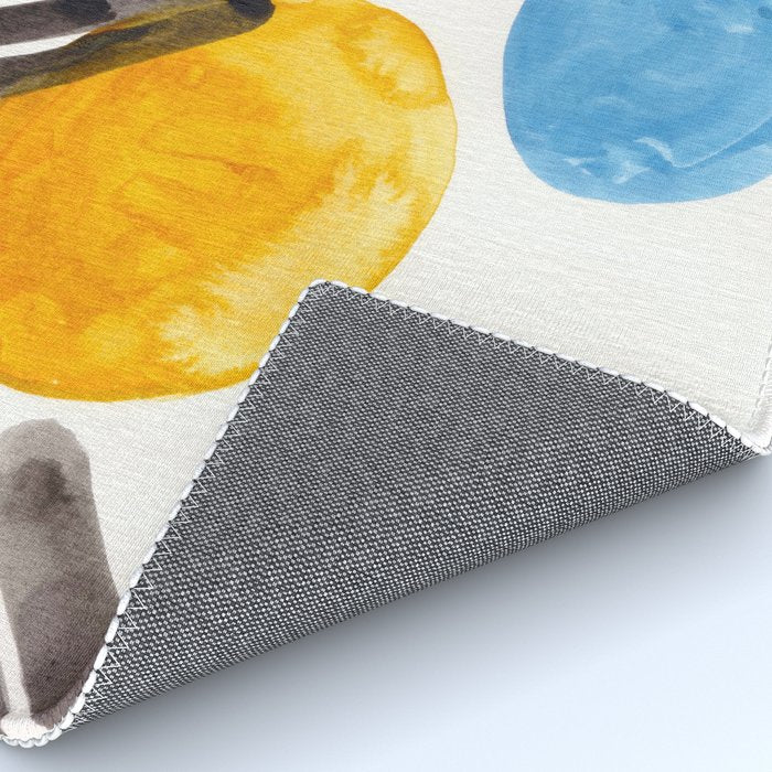 Mid Century Modern Abstract Juvenile childrens Fun Art Primary Colors Watercolor Minimalist Pop Art Rug Gallery Image 4