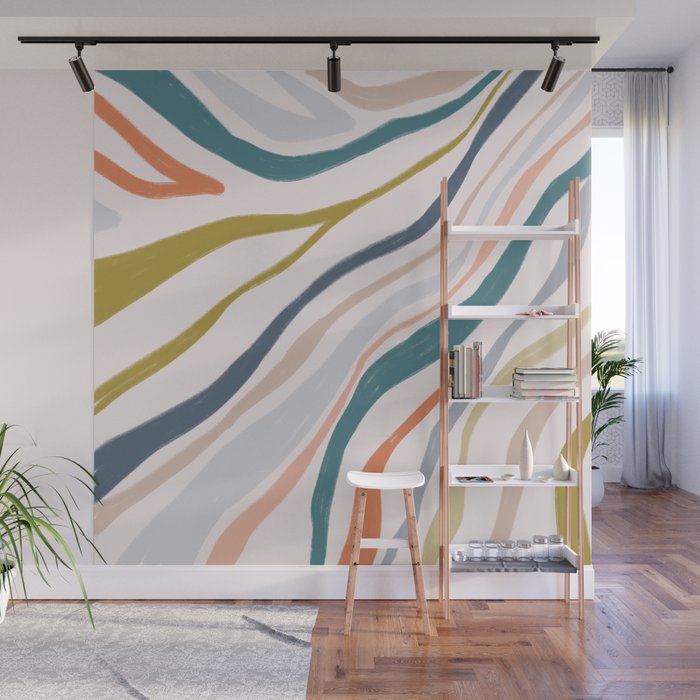 Abstract painting in pastel hues Wall Mural