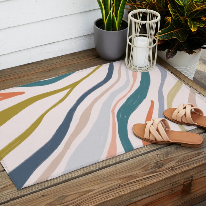 Abstract painting in pastel hues Outdoor Rug Gallery Image 2
