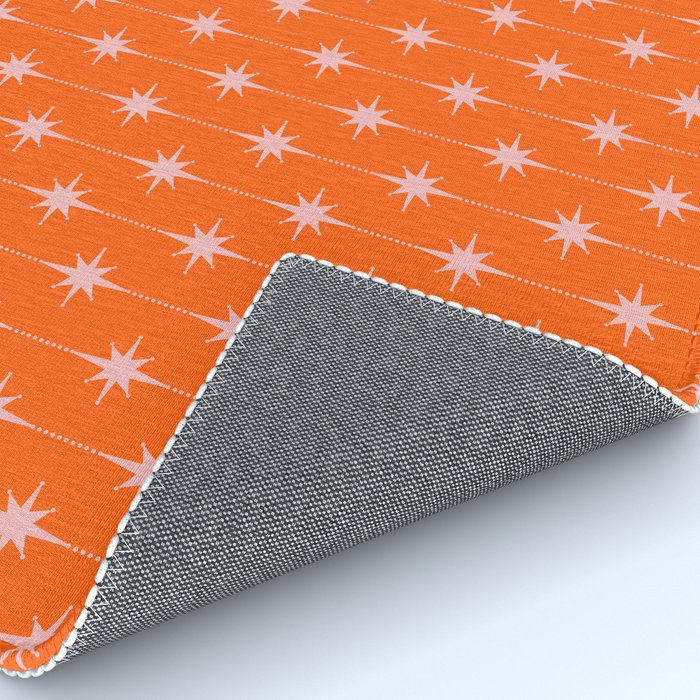 Midcentury Stars and Dots Classic Pattern in Orange and Blush Pink Rug Gallery Image 4