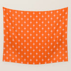 Midcentury Stars and Dots Classic Pattern in Orange and Blush Pink Wall Tapestry Gallery Image 4