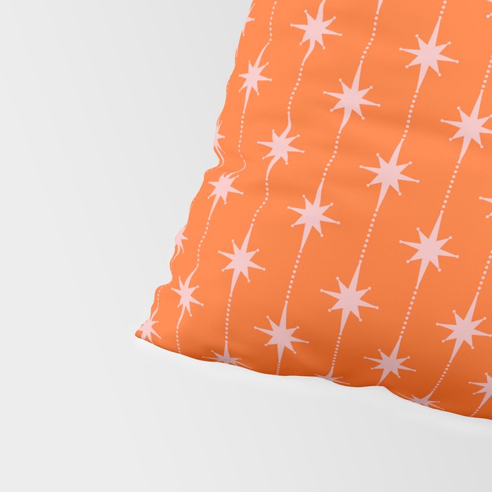 Midcentury Stars and Dots Classic Pattern in Orange and Blush Pink Pillow Sham Gallery Image 4
