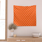 Midcentury Stars and Dots Classic Pattern in Orange and Blush Pink Wall Tapestry Gallery Image 2