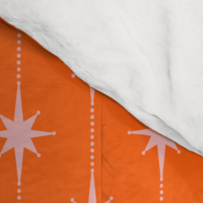 Midcentury Stars and Dots Classic Pattern in Orange and Blush Pink Comforter Gallery Image 4