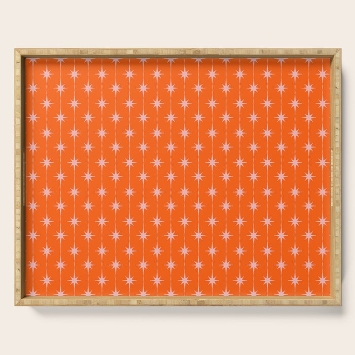 Midcentury Stars and Dots Classic Pattern in Orange and Blush Pink Serving Tray Gallery Image 1