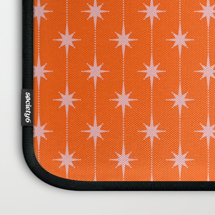Midcentury Stars and Dots Classic Pattern in Orange and Blush Pink Laptop Sleeve Gallery Image 3