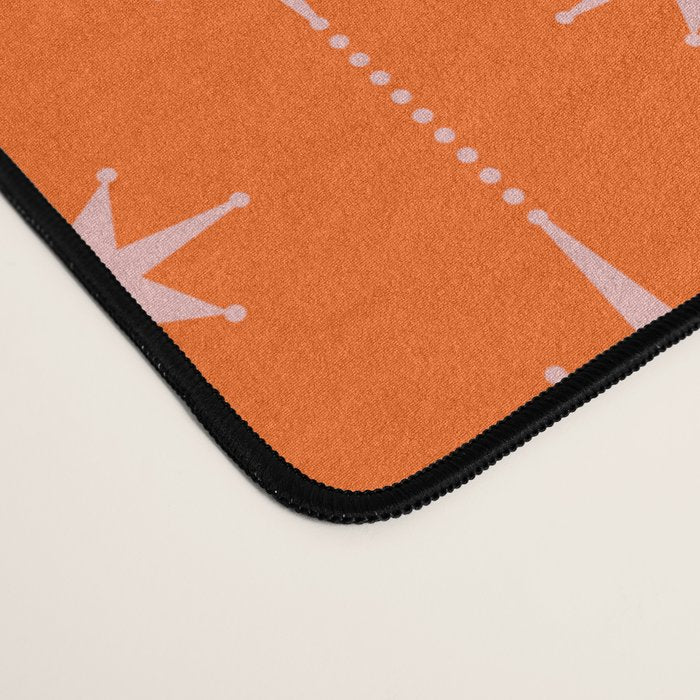 Midcentury Stars and Dots Classic Pattern in Orange and Blush Pink Desk Mat Gallery Image 4