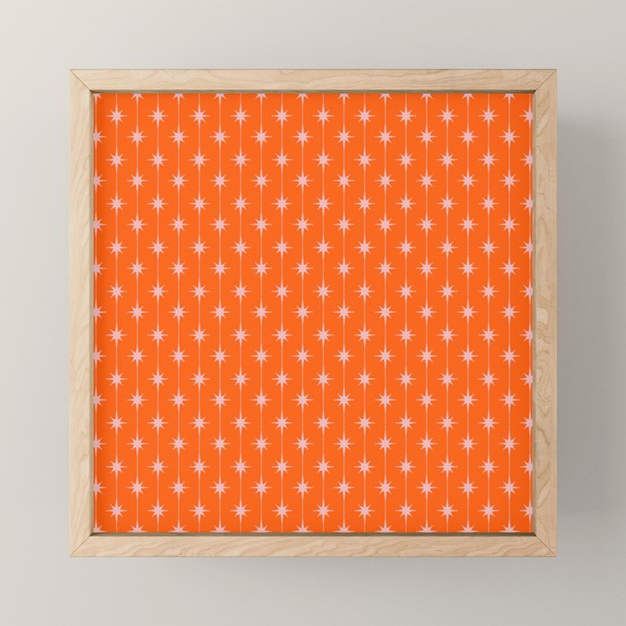 Midcentury Stars and Dots Classic Pattern in Orange and Blush Pink Mini Art Print Gallery Image 1