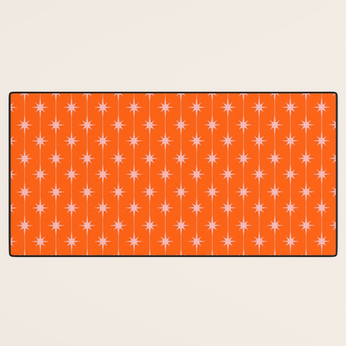Midcentury Stars and Dots Classic Pattern in Orange and Blush Pink Desk Mat Gallery Image 3