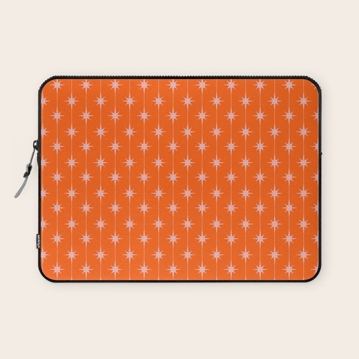 Midcentury Stars and Dots Classic Pattern in Orange and Blush Pink Laptop Sleeve Gallery Image 1