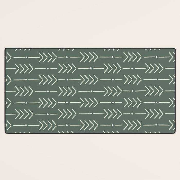 Arrow Lines Pattern in Forest Sage Green 2 Desk Mat Gallery Image 3