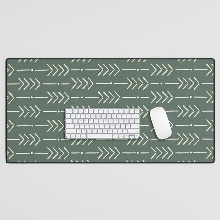 Arrow Lines Pattern in Forest Sage Green 2 Desk Mat Gallery Image 1