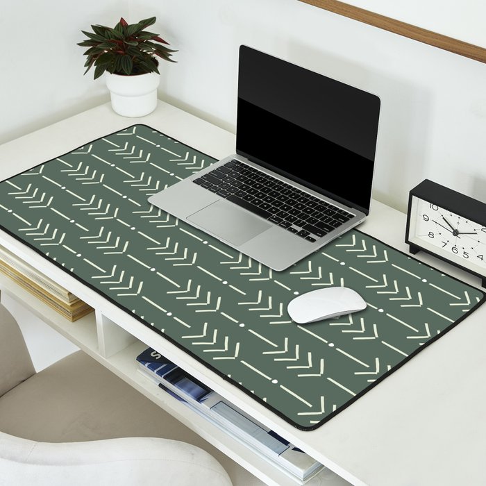 Arrow Lines Pattern in Forest Sage Green 2 Desk Mat Gallery Image 2