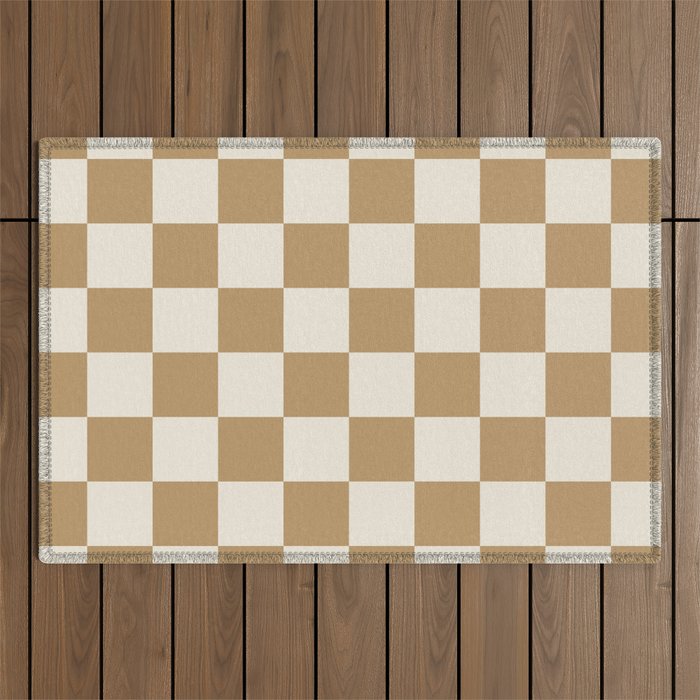 Wheatberry x Cream Puff Mixed Checker Outdoor Rug Gallery Image 1