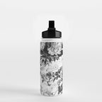 Black gray modern watercolor roses floral pattern Water Bottle Gallery Image 2