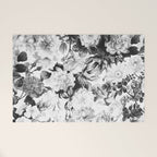 Black gray modern watercolor roses floral pattern Welcome Mat Gallery Image 1