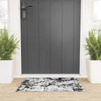 Black gray modern watercolor roses floral pattern Welcome Mat Gallery Image 3