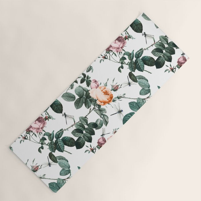Floral and Winged Darter Yoga Mat Gallery Image 1