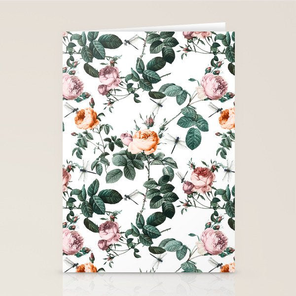 Floral and Winged Darter Stationery Card Gallery Image 2