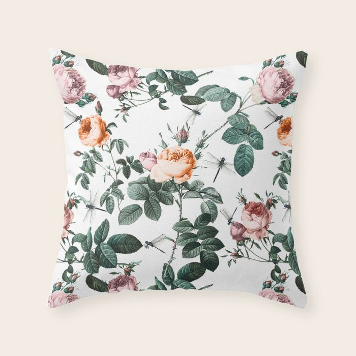 Floral and Winged Darter Throw Pillow Gallery Image 6
