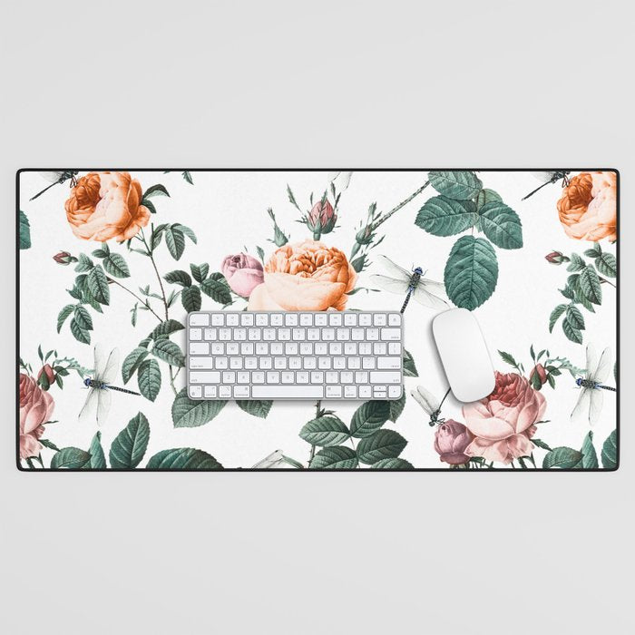 Floral and Winged Darter Desk Mat Gallery Image 1